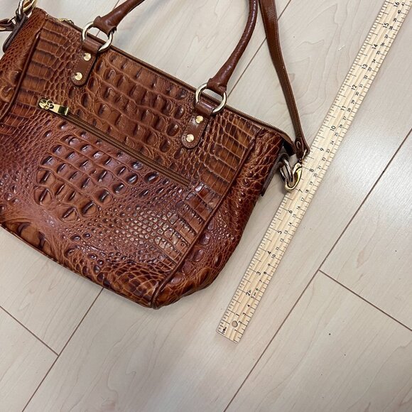 Vintage Due Fratelli Croc Embossed Genuine Leather Handbag - Picture 11 of 14